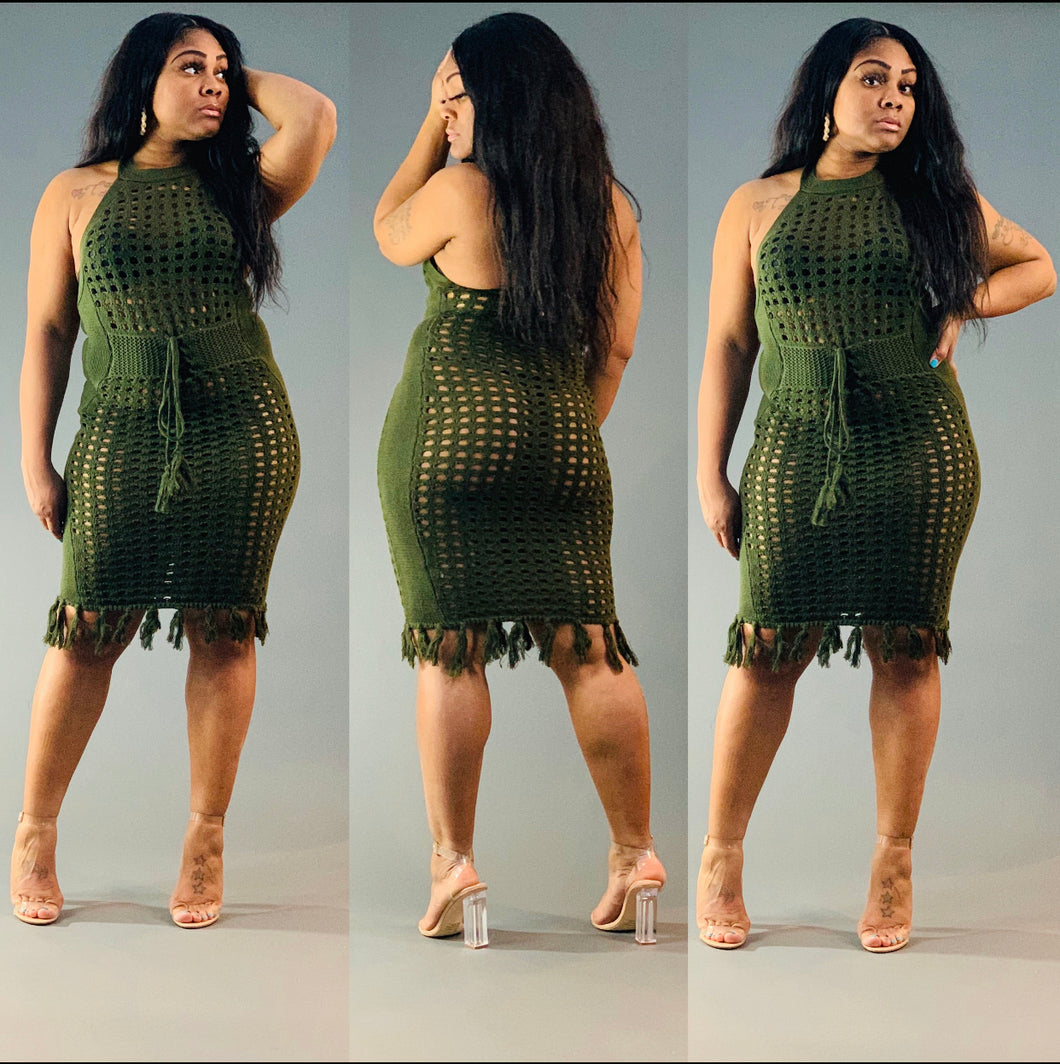 Fountainbleau Crotchet Dress | Olive